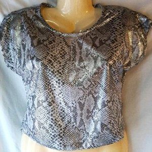 Women's Silver & Black Snakeskin Print Top Size Small